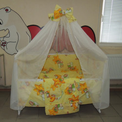 Набор детского постельного белья желтое Мишки горох Gold 9 в 1