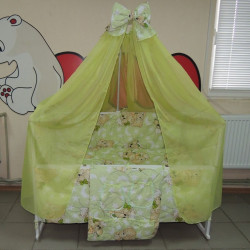 Детское постельное белье салатовое Мишки головы Gold 9 в 1