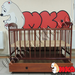 Детская кроватка с ящиком темное дерево Наталка