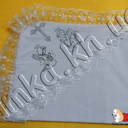 Крестильная пеленка с кружевом на махре, Lari белая