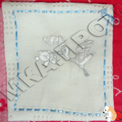 Детский плед c кружевом Аист голубой, Турция