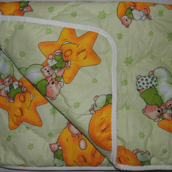 Детское одеяло стеганное  Мишки горох салатовое  шерсть