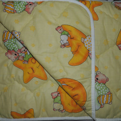 Детское одеяло стеганное Мишки горох желтое шерсть