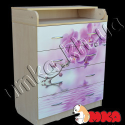 Комод с пеленаторм 4 ящика (клен) с фотопринтом 