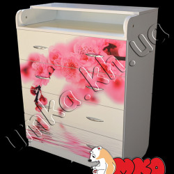 Комод с пеленаторм 4 ящика (клен) с фотопринтом 