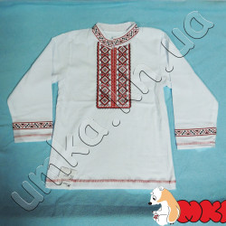 Вышиванка белая с красной вышивкой (рукав длинный) р. 34