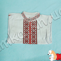 Вышиванка белая с красной вышивкой (рукав короткий) р. 34