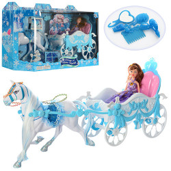 Карета 689Y-2 (8шт) с лошадью, 51см, кукла 22см, аксессуары, в кор-ке, 56,5-33-18см BOC101719