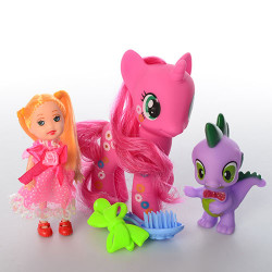 Лошадка 155 (120шт) LP, 2шт(12см и 8см), кукла 10см,расческа,заколочка,в кульке, 17,5-18-4см BOC103565