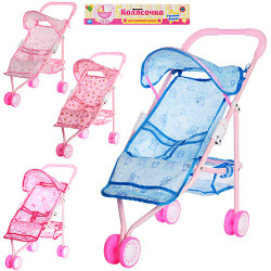 Коляска 836 A (24шт) для куклы, железная, прогулочная, трёхколёсная, корзинка, в кульке, 55-26-9см BOC005589