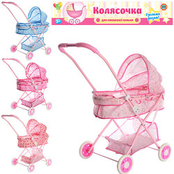 Коляска 883 (24шт) для куклы,жел,классика,65-29-67см,люлька47-25см,складная,3вид,в кульке,35-68-10см BOC005670