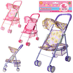 Коляска M 0352 U/R (24шт) для куклы,прогулоч,46-53-22см,корзин,козыр,колеса6,5см,в кульке,27-57-12см BOC009547