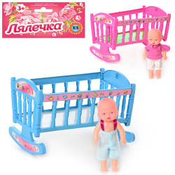 Кроватка 201 (120шт) качалка, с куклой, 2 вида, в кульке, 31-19-3см BUK004172