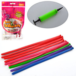 Шарики надувные MK 0724 (96шт) для моделирования, с насосом, 10шт в кульке, 14-23-3см BOC100515