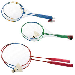 Бадминтон железный MS 0752 (50шт) ракетки 2шт, 56,5см, волан, 3 цвета, в сетке, 56,5-20,5-4,5см BOC099405