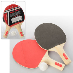 Ракетка MS 0215 (50шт) номер1, 2шт, EVA, ручка дерево,1 шарик 40мм, в слюде, 18-29-4см BOC076716