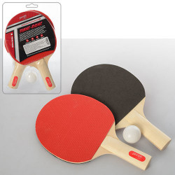 Ракетка MS 0216 (50шт) номер2, 2шт,EVA+резина, ручка дерево,1 шарик 40мм, в слюде,18,5-29-4см BOC076717