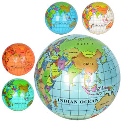 Мяч детский MS 0477 (120шт) 9 дюймов, глобус, рисунок, ПВХ, 75г, 6 цветов, в кульке, BOC081816