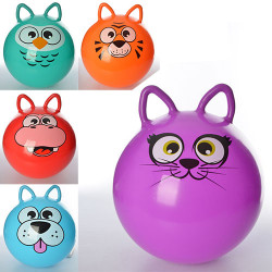 Мяч для фитнеса MS 0471 (25шт) с ушками,40см, одностикер,350г,5 видов (животные),в кульке,17-13-3см BOC103677