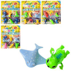 Водоплавающая игрушка 630-31-33-37-1 (360шт) заводная,от 7,5см,4вида,в кульке,6шт на листе,28-35-4см BOC099118