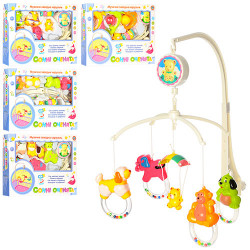 Карусель M 1177 U/R (36шт) на кроватку, заводная, муз,подвески-погрем5шт,5 видов,в кор-ке, 32-25-5см BOC011504