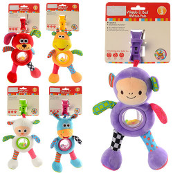 Подвеска на коляску FP006 (24шт) 28см, погремушка, плюш, 5 видов, в кульке, 15-30-6см BOC088139